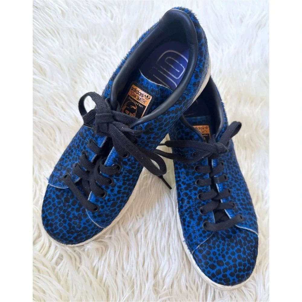 adidas Originals Stan Smith Leather Blue Leopard Spots Animal Trainers Sneakers‌